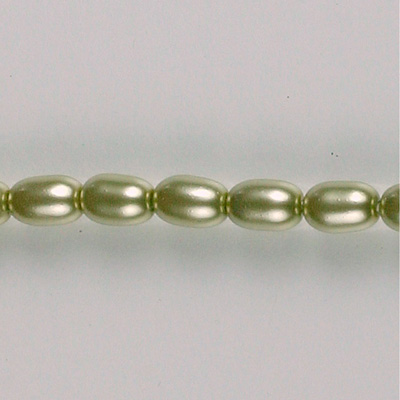 Czech Glass Pearl Bead - Oval 06x4MM LT OLIVE 70457