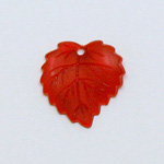 German Plastic Carved Leaf with Hole 16MM MATTE RUBY