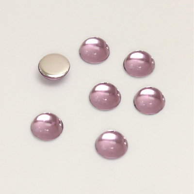 Plastic Flat Back Foiled Cabochon - Round 07MM LT AMETHYST