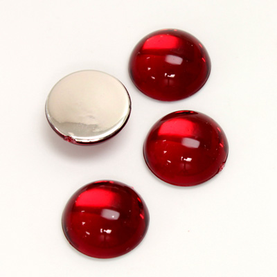 Plastic Flat Back Foiled Cabochon - Round 13MM RUBY