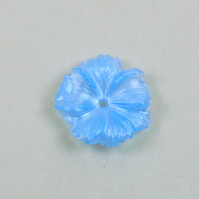 German Plastic Flower with Center Hole - Round 18MM PEARL BLUE