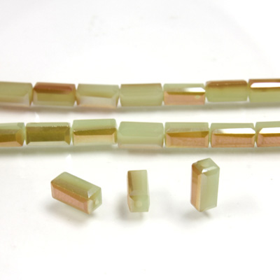 Chinese Cut Crystal Bead - Rectangle 06.5x3.5MM OPAL BLUE with LUMI COAT