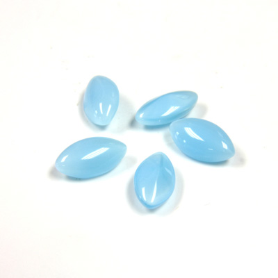 Glass Point Back Buff Top Stone Opaque Doublet - Navette 10x5MM AQUA MOONSTONE