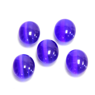 Fiber-Optic Cabochon - Oval 12x10MM CAT'S EYE ROYAL BLUE