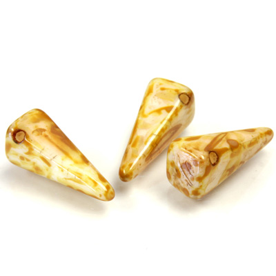 Preciosa Czech Pressed Glass Bead - Villa 06x13MM ALABASTER TRAVERTINE