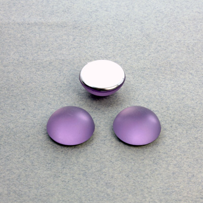 Plastic Flat Back Foiled Cabochon - Round 13MM MATTE LIGHT AMETHYST