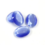 Fiber-Optic Flat Back Stone with Faceted Top and Table - Oval 14x10MM CAT'S EYE LT BLUE