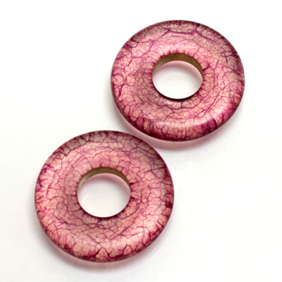 Plastic Bead - Veggie Color Smooth Flat Donut 25MM MATTE AMETHYST