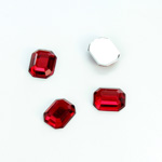 Plastic Flat Back Foiled Rose Cut Rhinestone - Cushion Octagon 10x8MM RUBY