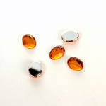 Plastic Flat Back Foiled Rose Cut Rhinestone - Oval 08x6MM TOPAZ