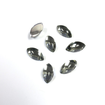 Plastic Flat Back Foiled Cabochon - Navette 10x5MM BLACK DIAMOND