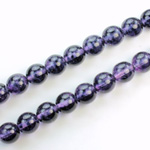 Czech Pressed Glass Bead - Smooth Round 08MM SPECKLE COATED AMETHYST 64229