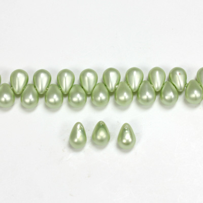 Glass Pendant Pearl Drop 6x4MM MATTE MINT