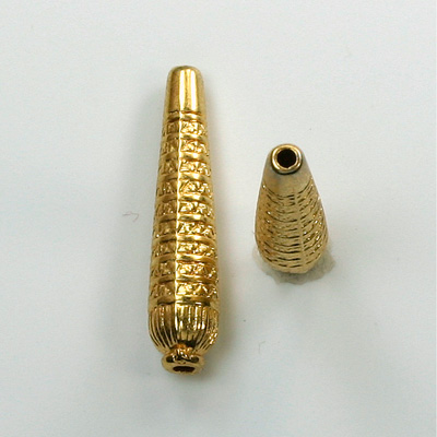 Metalized Plastic Engraved Bead - Teardrop 28x6MM GOLD