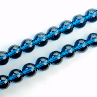 Czech Pressed Glass Bead - Smooth Round 08MM CAPRI BLUE