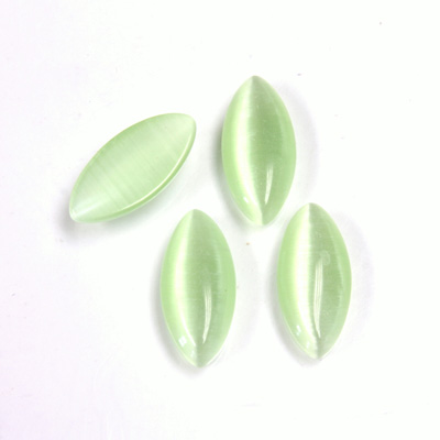 Fiber-Optic Cabochon - Navette 15x7MM CAT'S EYE LT GREEN