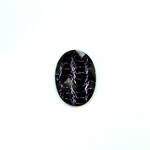 Plastic Flat Back Striped Rauten Rose - Oval 18x13MM DYED PURPLE on BLACK