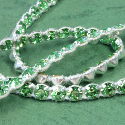 Rhinestone Banding with MC Chaton 1 Row - Round 19SS PERIDOT-SILVER-WHITE