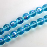 Czech Pressed Glass Bead - Smooth Round 08MM AQUA AB