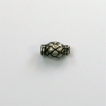 Metalized Plastic Engraved Bead - Fancy 10x6MM ANT SILVER