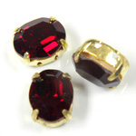 Crystal Stone in Metal Sew-On Setting - Oval 10x8MM SIAM RUBY-RAW