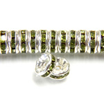 Czech Rhinestone Rondelle - Round Wavy 06MM OLIVINE-SILVER