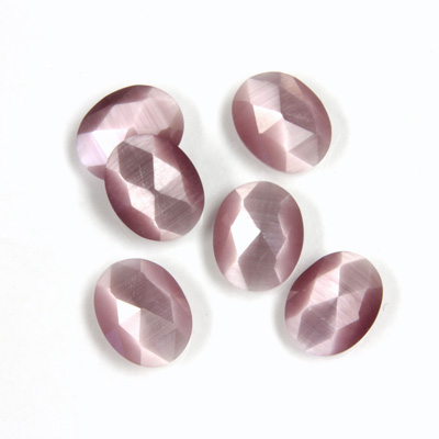 Fiber-Optic Flat Back Cabochon - Rauten Rose Oval 10x8MM CAT'S EYE LT PURPLE