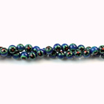 Glass Millefiori Bead - Round 04MM BLUE GREEN BLACK (22)