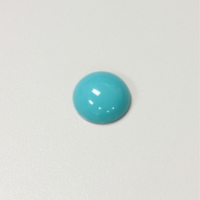 Plastic Flat Back Opaque Cabochon - Round 13MM BRIGHT GREEN TURQUOISE