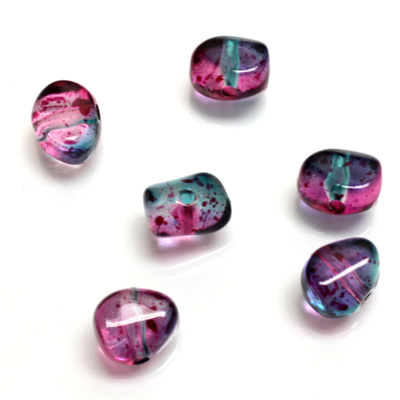 Plastic Bead - Two Tone Speckle Color Nugget 09MM BLUE PURPLE