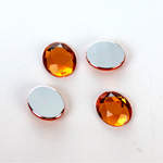 Plastic Flat Back Foiled Rose Cut Rhinestone - Oval 12x10MM TOPAZ