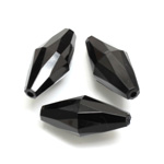Plastic Bead - Opaque Faceted Elongated Bicone 25x12MM JET