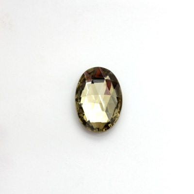 Glass Flat Back Foiled Rauten Rose - Oval 14x10MM BLACK DIAMOND