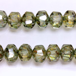 Czech Glass Fire Polished Bead - Rondelle Disc 8x6MM LUMI GREEN