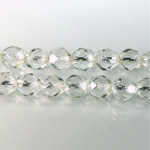 Czech Glass Fire Polish Bead - Round 08MM CRYSTAL SILVER LINE