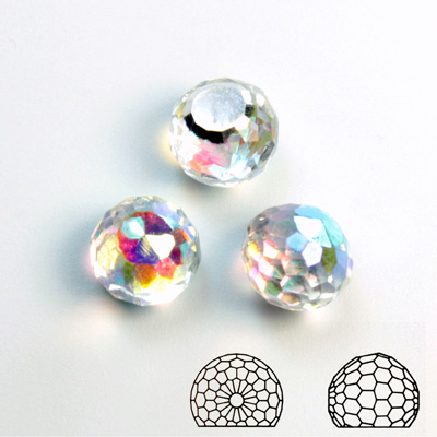 Cut Crystal Flat Back Foiled 3/4 Rich Cut Stone - Fireball 06MM CRYSTAL AB