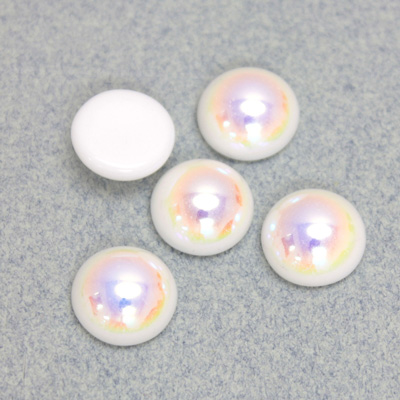 Glass Medium Dome Cabochon - Round 11MM CHALKWHITE AB