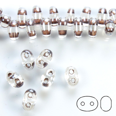 Preciosa Czech Glass 2-Hole Seed Bead - Twin 2.5x5MM CRYST-LUSTER BROWN 38618 Strung