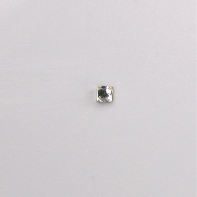 Czech Glass Flat Back Rose Cut Stone - Square 03x3MM CRYSTAL Foiled