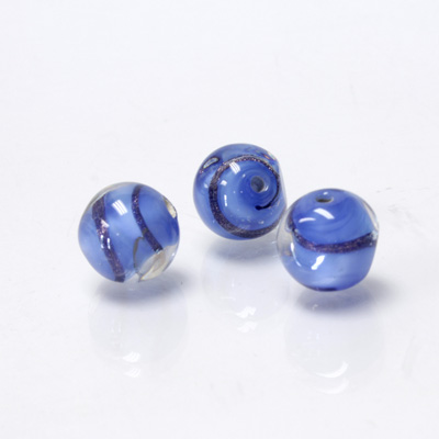 Czech Glass Lampwork Bead - Irregular 10MM PATTERN with BLUE MOONSTONE