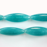 Gemstone Bead Smooth Navette 29x10MM Dyed QUARTZ Col. 21 TEAL