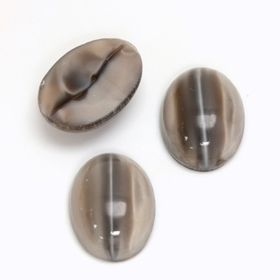 Glass Medium Dome Lampwork Cabochon - Oval 18x13MM GREY CAT'S EYE