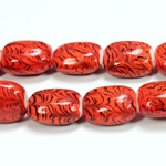 Glass Lampwork Bead - Keg Smooth 19x14MM CORAL MATRIX