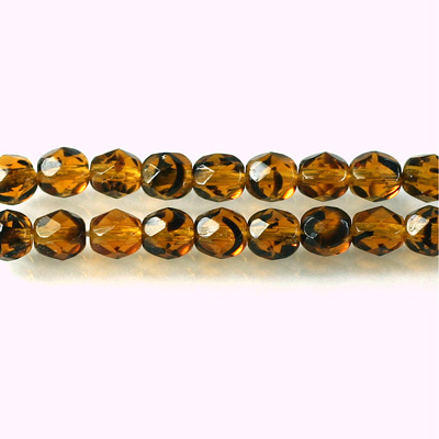 Czech Glass Fire Polish Bead - Round 06MM TORTOISE