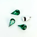 Plastic Point Back Foiled Stone - Pear 13x8MM EMERALD
