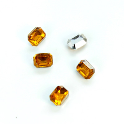 Plastic Point Back Foiled Stone - Cushion Octagon 08x6MM TOPAZ