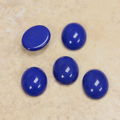 Glass Medium Dome Opaque Cabochon - Oval 12x10MM LAPIS BLUE