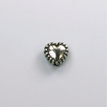 Metalized Plastic Bead - Heart with Beaded Rim 08MM ANT SILVER