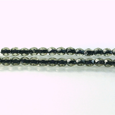 Czech Glass Fire Polish Bead - Round 04MM BLACK DIAMOND BLACK LINE