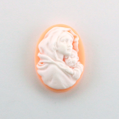 Plastic Cameo - Mother and Child Oval 25x18MM WHITE ON ANGELSKIN